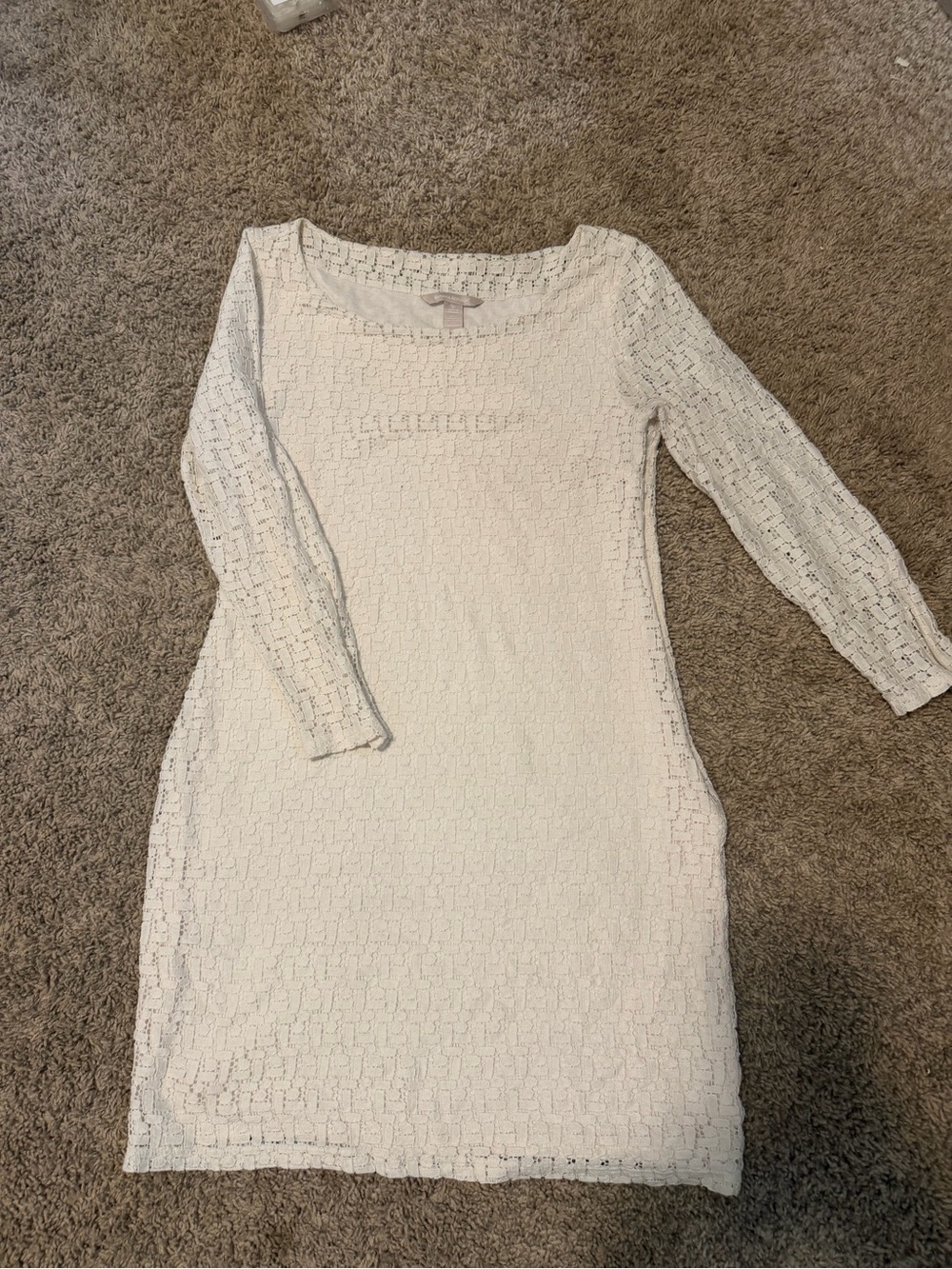 Banana Republic White Lace Long Sleeve Dress